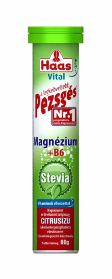 Haas Stevia Magnézium+B6 cukormentes pezsgőtabletta 80g
